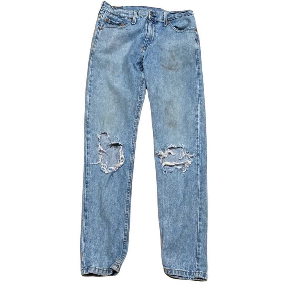 Levi's 512 Slim Fit Distressed Tapered Light Wash Jeans - Picture 3 of 16